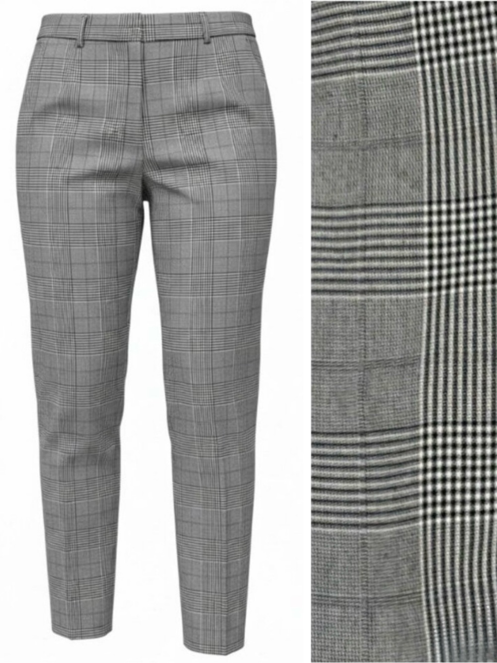 Banana Republic Sloan Ankle Pants Glen Plaid Black White Size 12